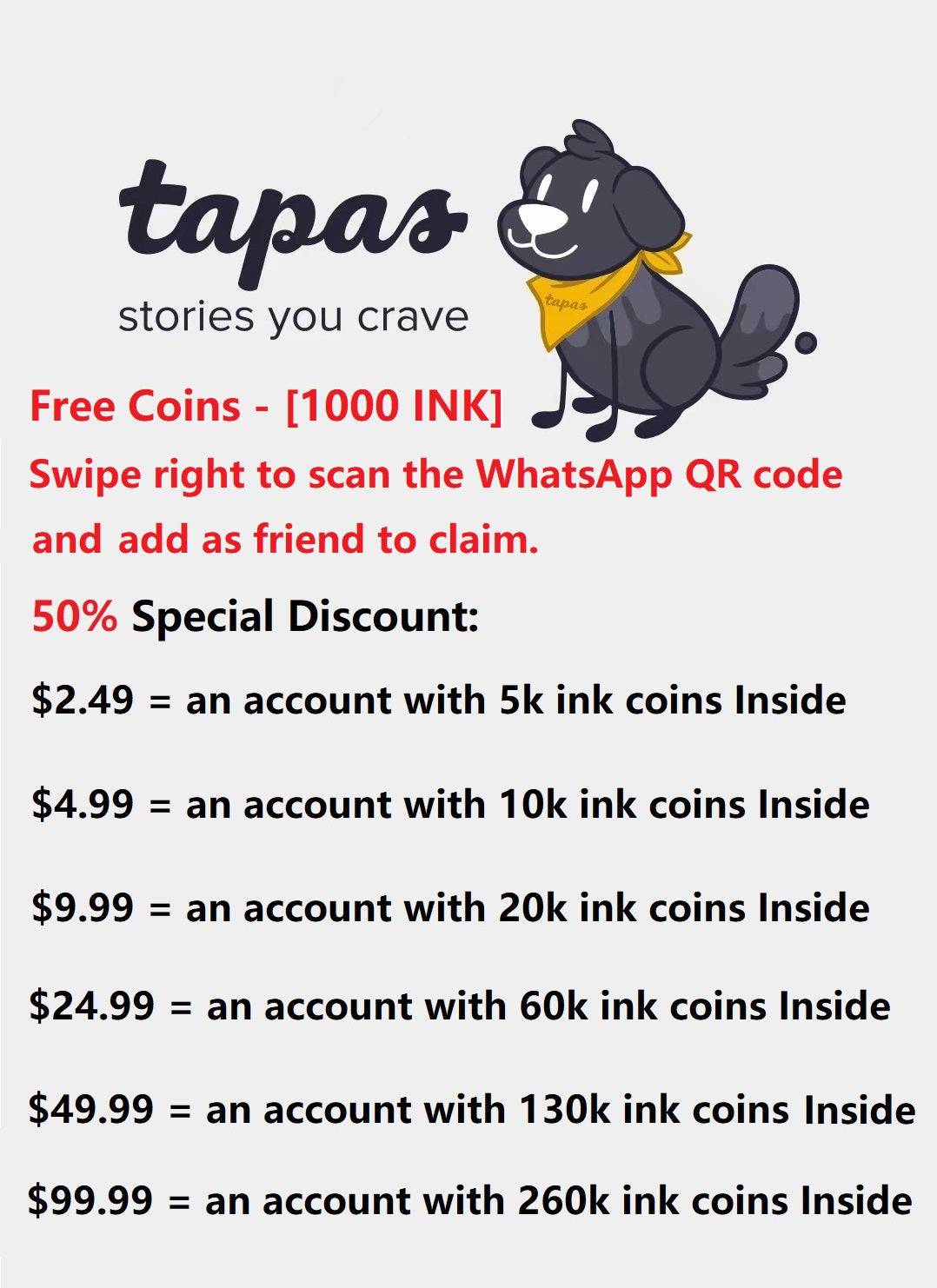 Tapas App Account  with  INK Coins inside